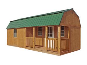 Corner Porch Lofted Barn Cabin by Graceland Portable Buildings - Premium storage with rustic charm, covered corner porch, and loft space